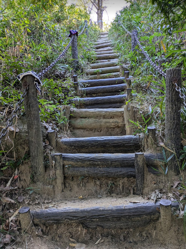 飯盛城跡の急坂の写真